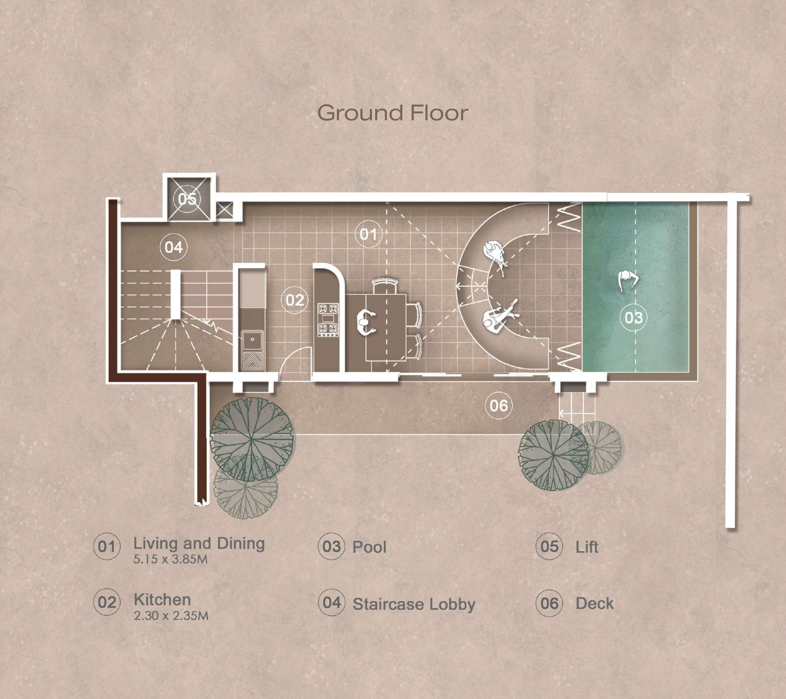 Ground Floor plan — Amara Spa Villa